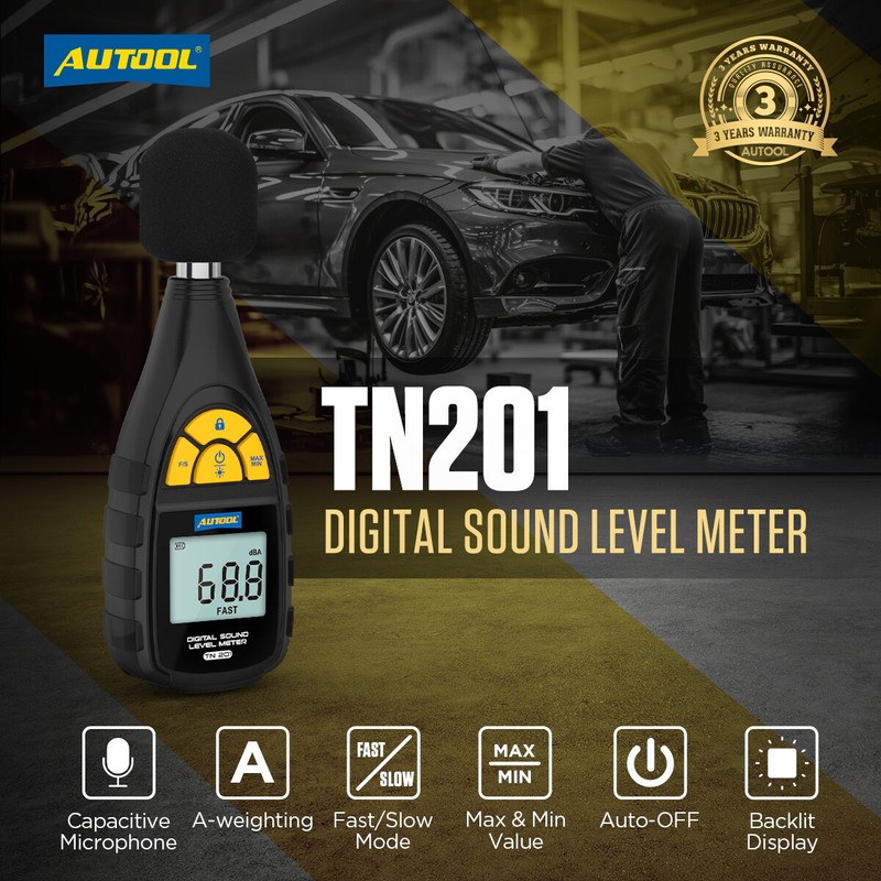 AUTOOL Digital Sound Level Meter Decibel Noise Meter Tester Measurement