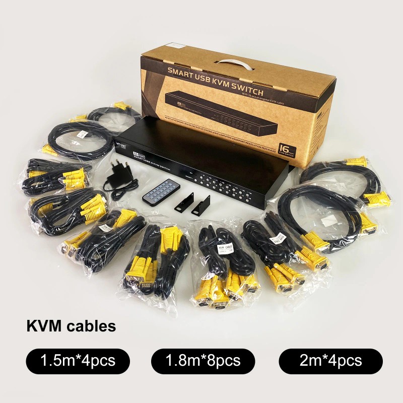 MT-VIKI KVM Switch 16 Port, 16X1 Rackmount KVM Switch VGAcolor: