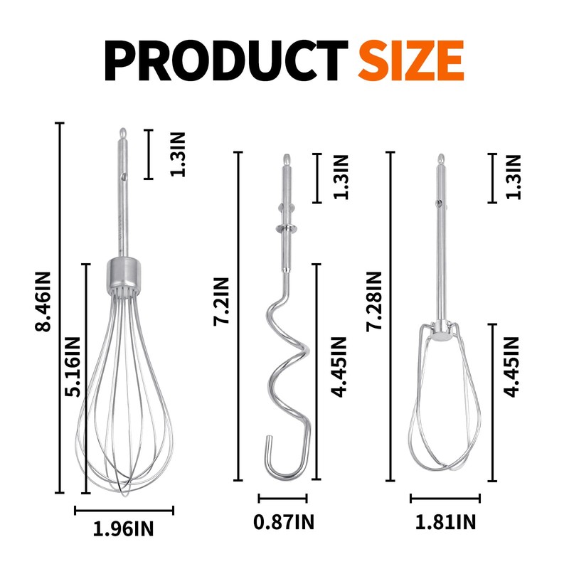5 Pack Hand Mixer Replacement Beaters Compatible with BLACK and