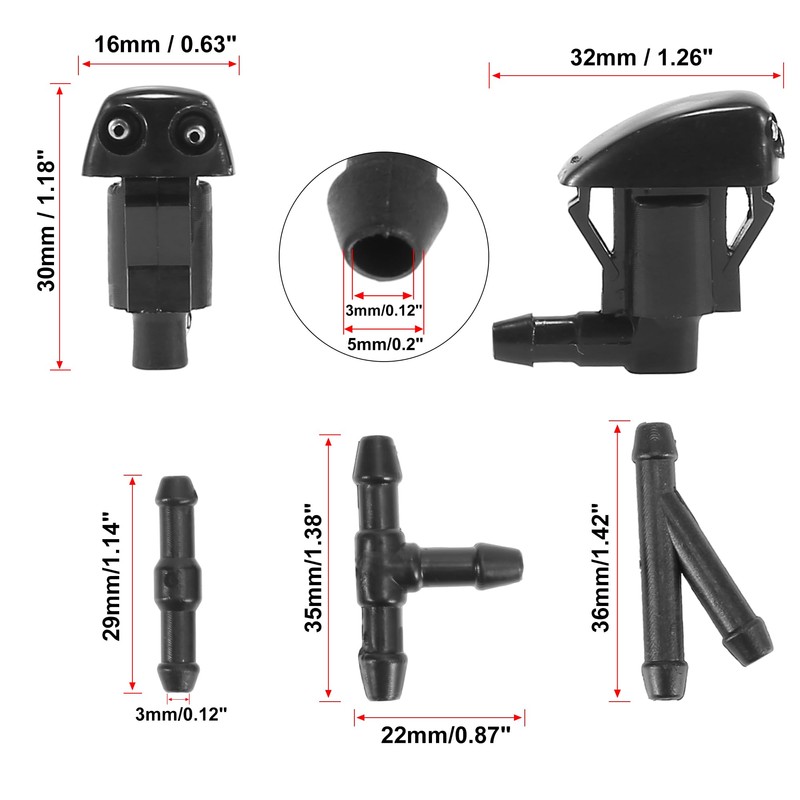 X AUTOHAUX Front Windshield Washer Nozzles Kit with 2 Meters