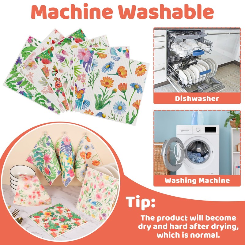 6 Pack Swedish Dishcloths for Kitchen, Reusable Paper Towels Swedish