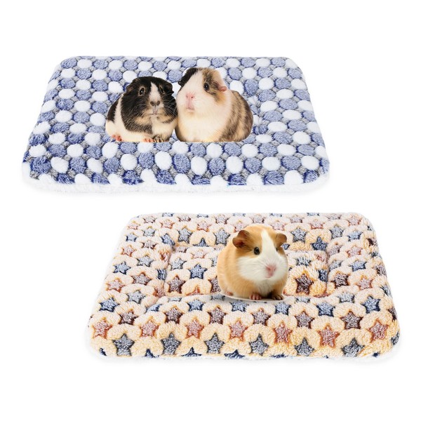 2 Pcs Small Animal Plush Bed Mat 35x27cm Washable Guinea