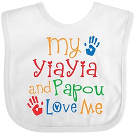 inktastic My YiaYia and Papou Love Me Baby Bib White 40cc1