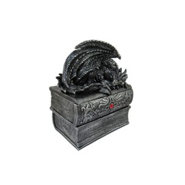 DWK "Do not Disturb" Sleeping Dragon Pewter Decorative Stash Box Jewelry Holder | Dragon Decor for your Home Office and Bookshelf | Decorative Box with Lid - 7"