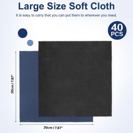 Romon Glasses Cleaning Cloths, Pack of 40 Microfibre Cleaning Cloths Glasses Cleaning Cloth for Glasses 20 x 20 cm Reusable Microfibre Cloths Glasses Cleaning Cloth for Glasses Camera Lens Screens