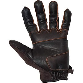 MAGOMA Dumbo Motorcycle Leather and Fabric Gloves with Protection, Brown, M