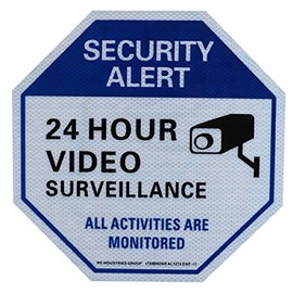 RK Video Surveillance Sign, AL1212 EGP-11 Legend "24 Hour Video Surveillance" CCTV Security Alert Octagon Aluminum Sign, 12" x 12"