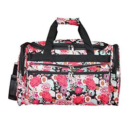World Traveler Floral 22-Inch Carry-On Duffle Bag with Adjustable Shoulder Strap, Flowers