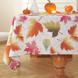 Laolitou Thanksgiving Tablecloth for Rectangle Table Pumpkin Pattern Waterproof Wrinkle Free Spill Proof Table Cloth Autumn Harvest Fall Table Cover for Dining Kitchen 60x84 Inches