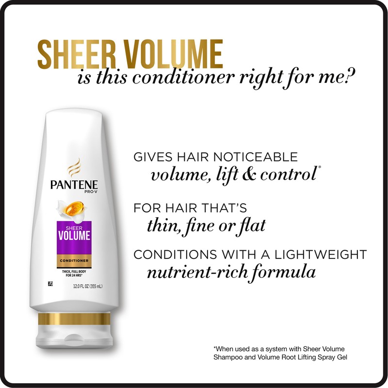 Pantene Pantene Volumizing Conditioner for Fine Hair, Sheer Volume, 24