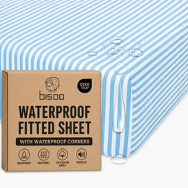 Bisoo Lenzuolo Magico 60x120 Righe Blu Lenzuolo con Angoli per Culla