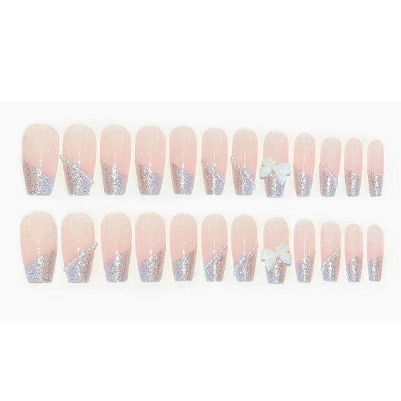HAPVITAL 24-Piece Set, Nail Tips, Short, Butterfly Design, 3D Effect,