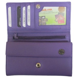 Klassek Girl with Sheep Womans Purple Purse Flock Brand Image on Real Animal Leather Sheepdog Lovers Accessory Gift