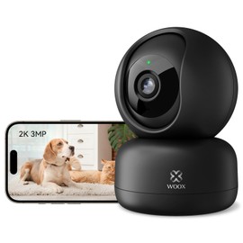 WOOX Indoor Security Camera, 2K 3MP Wi-Fi Camera with 360° Pan/Tilt, Smart Pet Dog Camera, Baby Camera Monitor, AI Human/Motion Detection, Two-Way Audio, Night Vision, Work with Alexa, R4040-V8