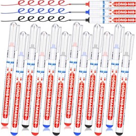 Multi-purpose Deep Hole Marker Pens Long Nosed Marker Deep Drill Hole Long Nib Scriber  Mechanical Carpentry Colorful Pen for Woodworking Hardware Decoration Construction(24 Pieces):_12