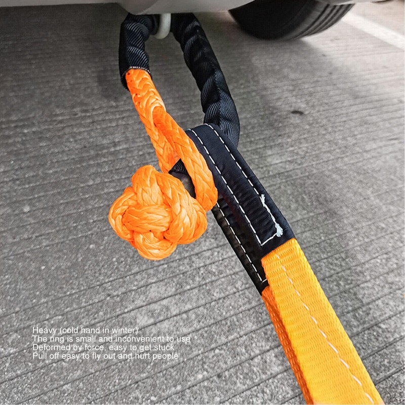 9mm Soft Shackle Recovery Rope 2PCS Orange Portable Lightweight 14