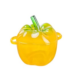 Gkesgm Crystal Glass Apple-Shaped Candy Dish,Decorative Jar Tabletop Dessert Plate Snack Bowl,Christmas Decorative Bowl,Yellow