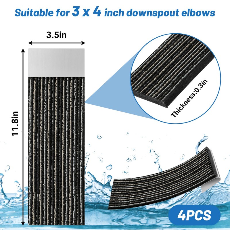 4 Pcs Gutter Noise Dampener, 2.7 X 11.8 in Rain