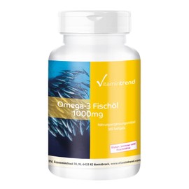 Omega-3 Fish Oil 1000 mg - 365 Softgels for 1 Year, 18% Eicosapentaenoic Acid EPA and 12% Docosahexaenoic Acid DHA. Vitamintrend®