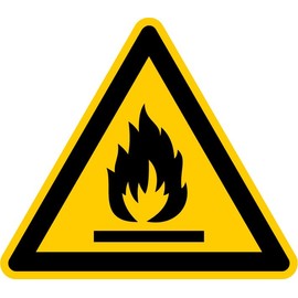 Sticker Warning Sign "Warning of Fire Hazardous Substances" Film in Accordance with ISO 7010 W021 | SL 5-30 cm Made in Germany, Size: 10 cm