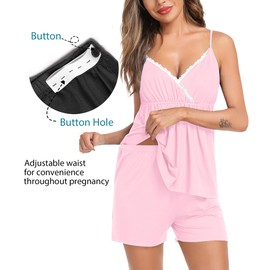 SWOMOG Womens Maternity Robe Set 3 Piece Nursing Pajamas for Breastfeeding 3 in 1 Labor Delivery Hospital Pregnancy Pjs Pink