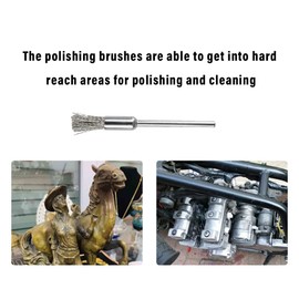 PHYHOO Steel Cleaning End Brushes Pen Wire Brush Rust Paint Removal Bits Polishing Rotary Tools Accessories 3 MM Mandrel 20 Pieces