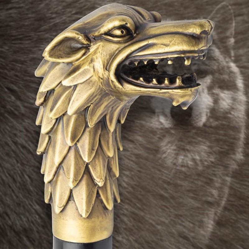 K Exclusive Brass Head Wolf Cane | 37 1/2" Elegant