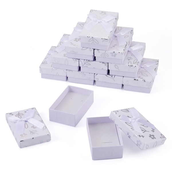 Boutigem 12 Pack White Small Gift Jewelry Boxes Cardboard Paper