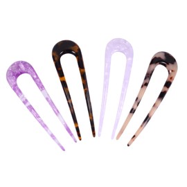 FOMIYES Double Prong Hairpin Acetate U-sticks Bun Holder Clip Set 4pcs Hair Accessories Girl Essentials