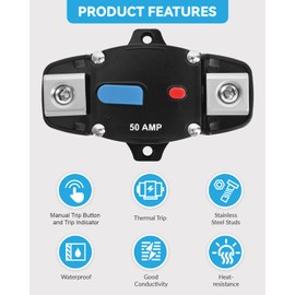 BULVACK 60A Resettable Circuit Breaker - 60 Amp Self Recovery with Manual Reset Button for Car Audio & Amps Protection
