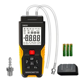 Manometer T9-S8830, Water and Oil Digital Manometer Max 36.8KPa, Store of 99 Groups of Data Gas Engineer Tools, HVAC Pressure Gauge 12 Measuring Units