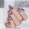 Deep Violet Green Glitter Cat Eye Gel Nail Polish with