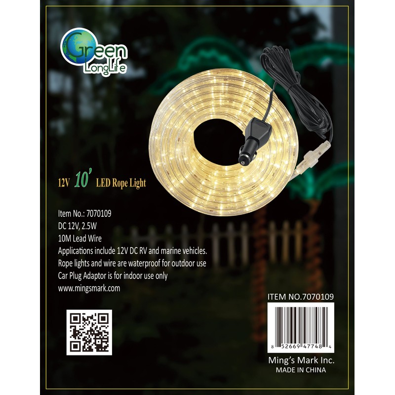 Green LongLife Decorative LED Rope Light - Warm White (18-Feet)