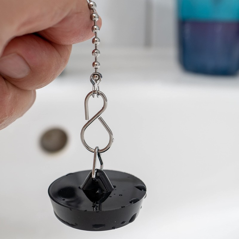 Universal Plug with Chain, Pack of 3, Black, Diameter 41