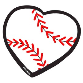 Baseball Heart Decal - for Cars, Laptops, and More! - Use Inside or Outside - Sicks to Any Flat Smooth Surface
