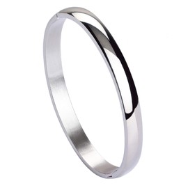 Milakoo Damen Armreif Edelstahl Armband Maschette Armband für Damen 6mm Glatt Poliert Oval Armbänder Silber