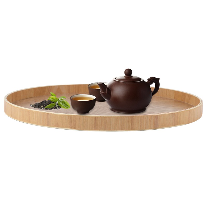 Round Shape Solid Wood Tea Coffee Snack Food Meals Serving