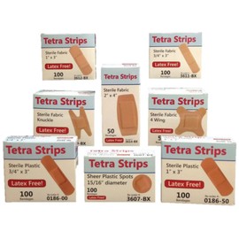 One Case of Tetra Strips Adhesive Bandages, Spots, 15/16" Dia. Latex-Free Sterile, 100 Bandages per Box, 36 Boxes per Case