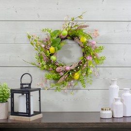 Easter Egg with Berry Floral Springtime Wreath Pink and Green 20"