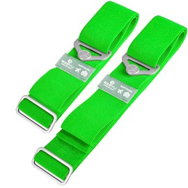 2X Luggage Straps, Heavy Duty Elastic Adjustable Travel Bag Packing Belt Security Strap S+L for 24"-30" Baggage Suitcase, Green HT0014-2GN