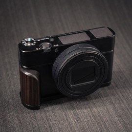 Iborrys Premium Real Wood Camera Grip for Sony RX100 RX100II RX100III RX100IV RX100V RX100VI RX100VII Camera, Exclusive L-Shaped Quick Release Plate Artisan Handmade Premium Retro Natural Wood Handle (Purple Ebony Blackboard)