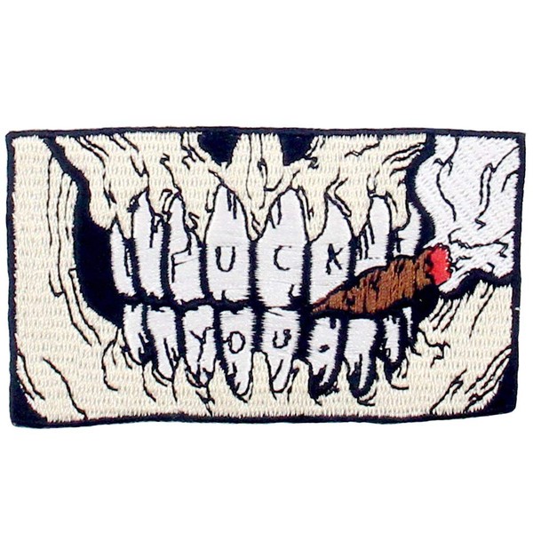 Skull Smoking Embroidered Iron on Sew on Patch