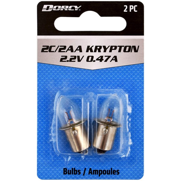 Dorcy - 411662 2C/2AA-2.2-Volt, 0.47A Bayonet Base Krypton Replacement Bulb, 2-Pack (41-1662) Clear