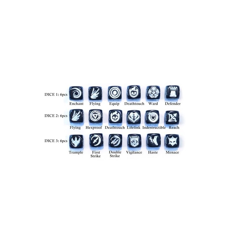36pcs 12MM Abilities Keywords Counter Dice MTG Dice 1/+1 Counters
