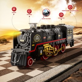 Funwee Electric Train Toy with Smokes,Lights and Sound,Train Set for Under Christmas Tree, Locomotive Train Model with Track, for 3 4 5 6 7+ Years Old Toddler Boys and Girls Birthday