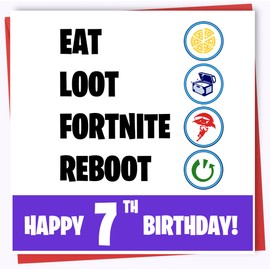 Fortnite Birthday Cards For Boys - Greeting Cards - Gaming Computer Bday Cards For Him - Kids, Teenagers, Adults - Son, Brother, Grandson (7TH)