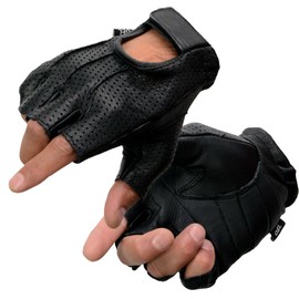 Milwaukee Leather Men's USA Deerskin Fingerless Motorcycle Hand Gloves - Medium