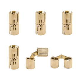 UFURMATE Barrel Hinges, 6Pcs Copper Invisible Hinges Hidden Cylindrical Barrel Hinges Mini Concealed Hinges 180 Degree Opening Angle Cabinet Hinges for DIY Jewelry Box Hand Craft (Dia. 0.39Inch)