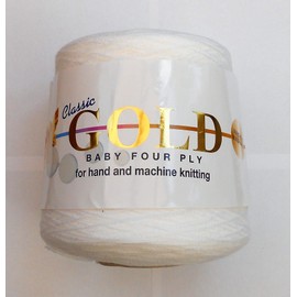 Woolcraft Classic Gold Baby 4ply Cone 400g (White 010)