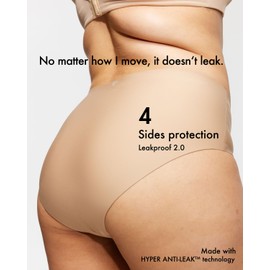 STRAWBERRY WEEKS STRAWBERRY WEEKS LEAKPROOF2.0 Seamless Mid Waist Brief Period Underwear for Women | Period Panties Holds 6 Tampons | Incontinence Leak Proof Underwear (XXS/XS, 3-Beige)